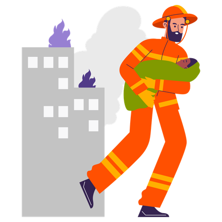 Man coming for rescue  Illustration