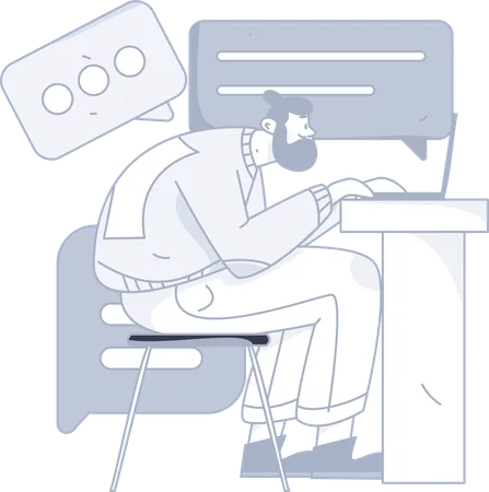 Man communicate with customer service on laptop  Illustration