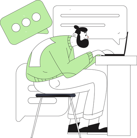 Man communicate with customer service on laptop  Illustration
