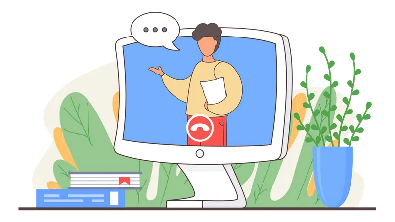 Man communicating online via video  Illustration