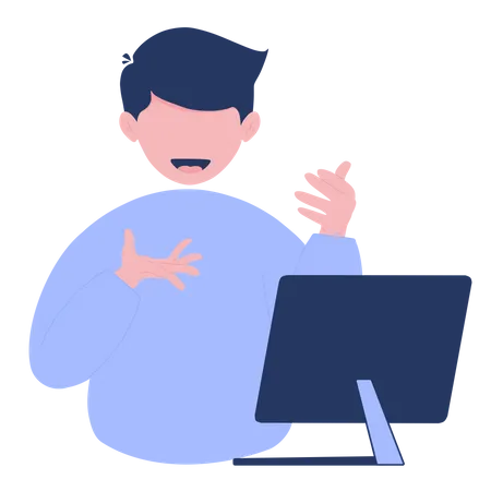 Illustration Of A Man Communicating Via Computer Illustration