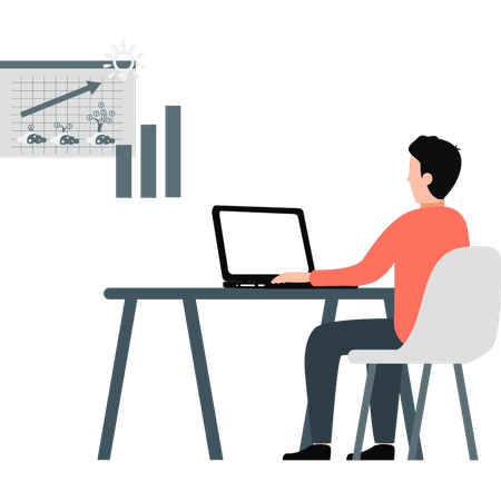 Man compares business growth graph  Illustration