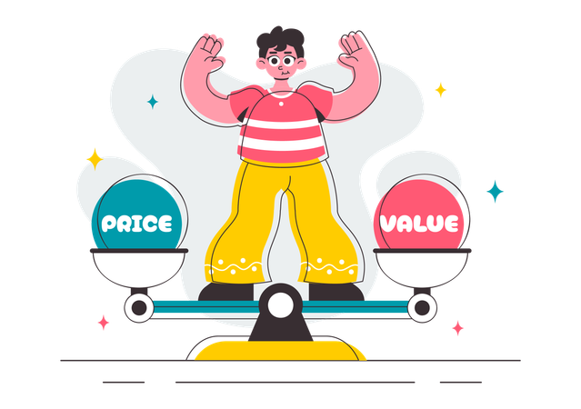 Man comparing price economy  Illustration