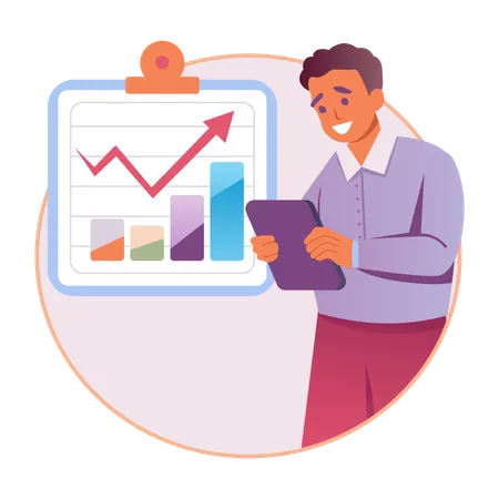 Man comparing prices through Price Tracker  Illustration