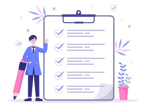 Man completed all tasks from list  Illustration