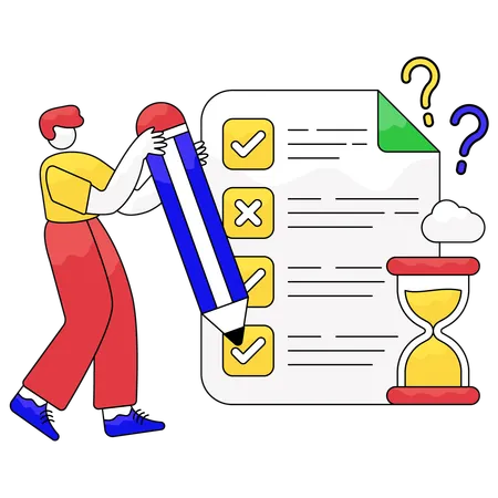 Man completing task list  Illustration