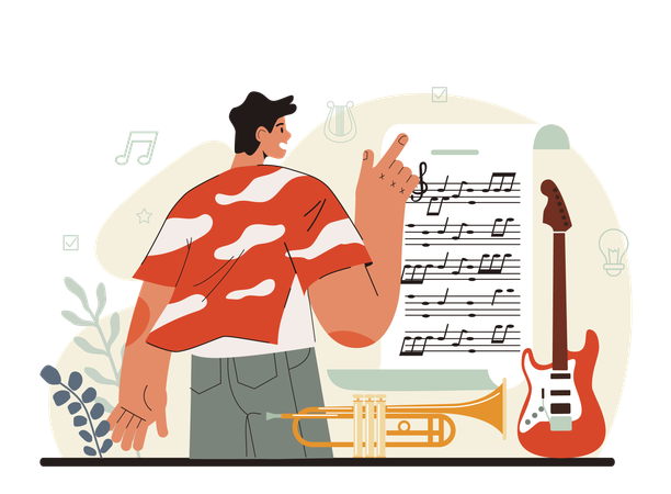 Man compose music  Illustration