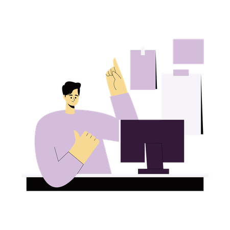 Man conducting remote work  Illustration