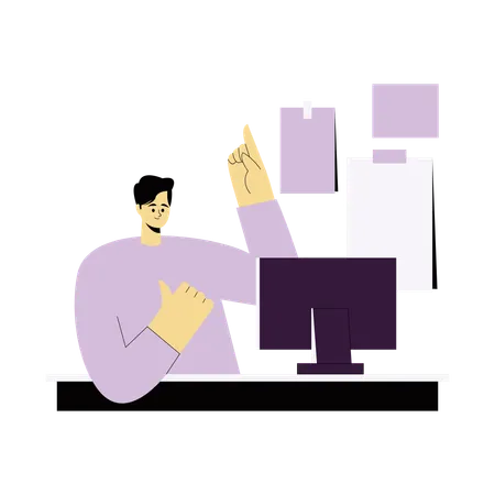 Man conducting remote work  Illustration