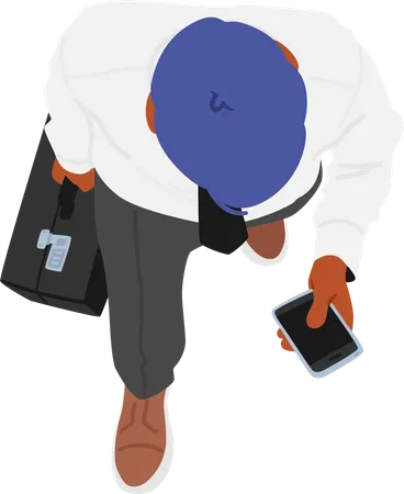 Man Confidently Walking While Holding Smartphone  Illustration