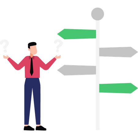 Man Confused About Direction  Illustration