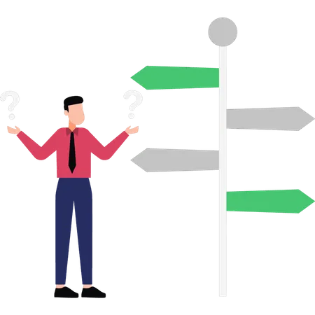 Man Confused About Direction  Illustration