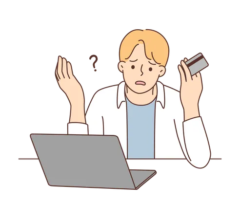 Man confused for card payment  Illustration