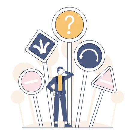 Choice Concept Difficult Decision Making Success Or Failure Two Options Dilemma Trying To Choose One Flat Vector Illustration Illustration