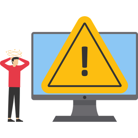 Man confused for computer alert  Illustration