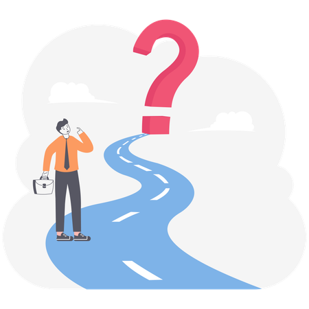 Man Confused for finding business path  Illustration