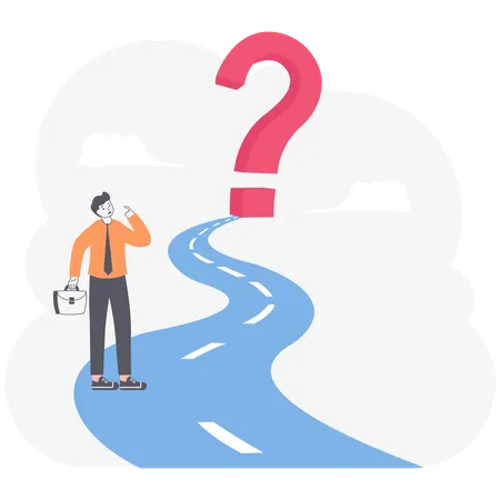Man Confused for finding business path  Illustration