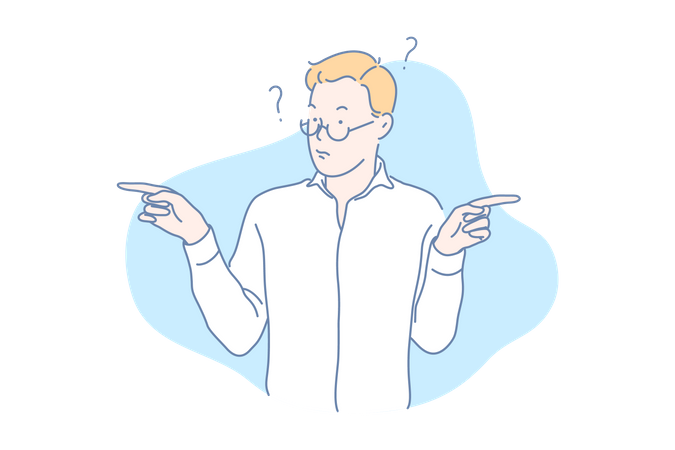 Man confused to find direction  Illustration