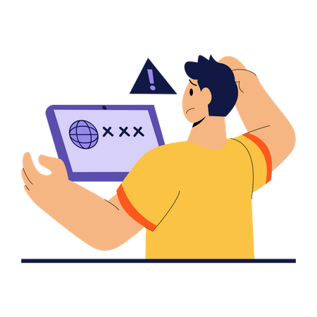 Man confusing due to no connection error  Illustration