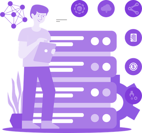 Man Connecting To Network  Illustration