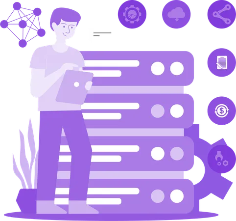 Man Connecting To Network  Illustration