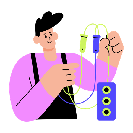 Man connecting wires  Illustration