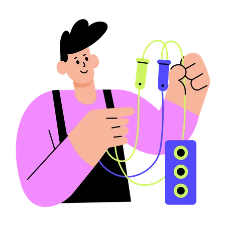 Man connecting wires  Illustration
