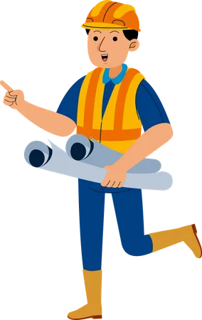 Man Construction Engineer Profession Illustration