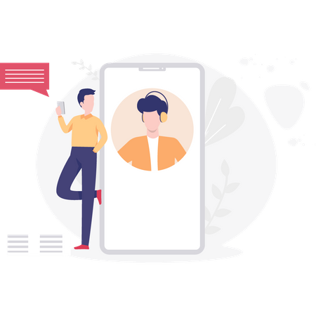 Man consulting customer support  Illustration