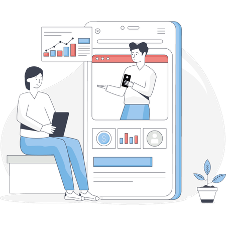 Man consulting online about analytics  Illustration