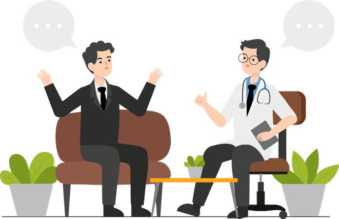 Man consulting with psychiatrist  Illustration