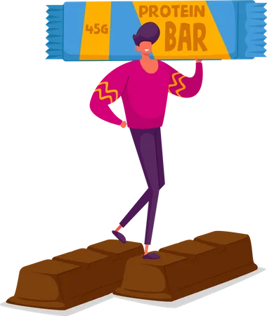 Man consuming protein bar  Illustration