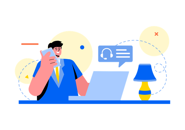 Man contact customer service  Illustration