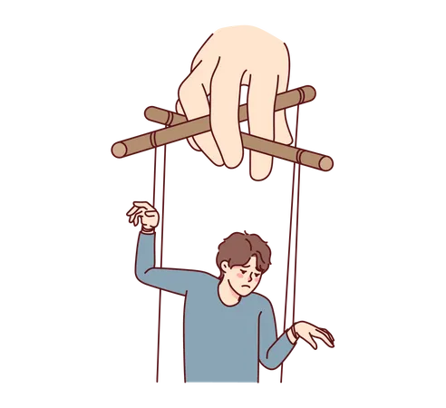 Man controlled like puppet  Illustration