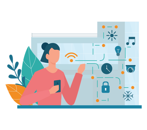 Man controlling smart home  Illustration