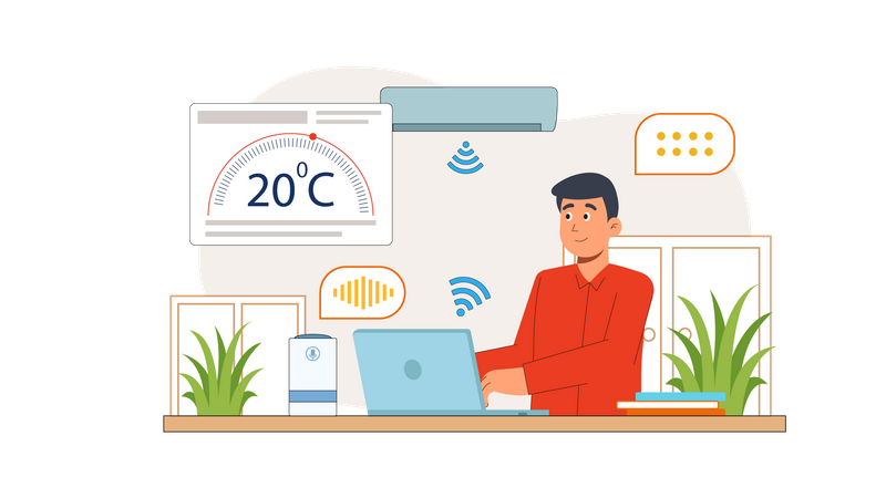 Man controlling smart home  일러스트레이션