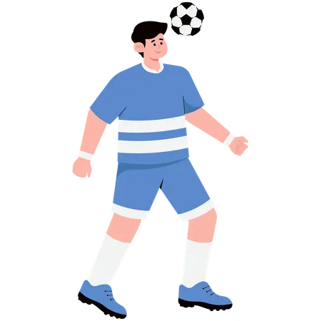 Man Controlling the Ball with His Head  Illustration