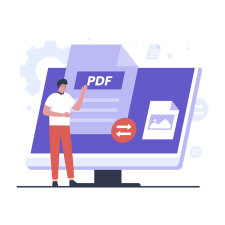 Man convert Pdf to JPEG  Illustration