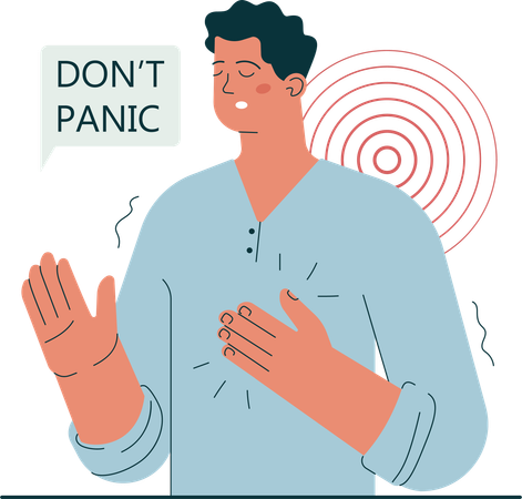 Man convince himself for don't panic  Illustration