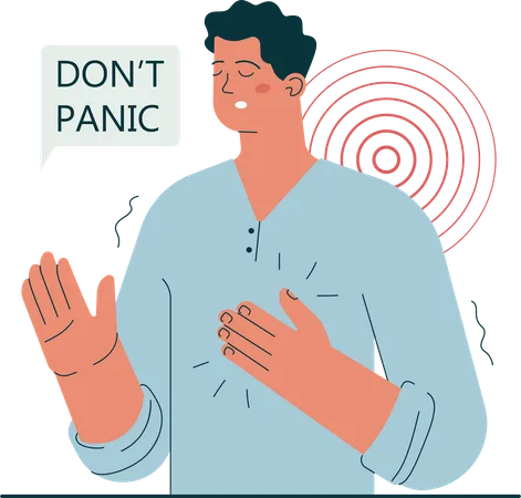 Man convince himself for don't panic  Illustration