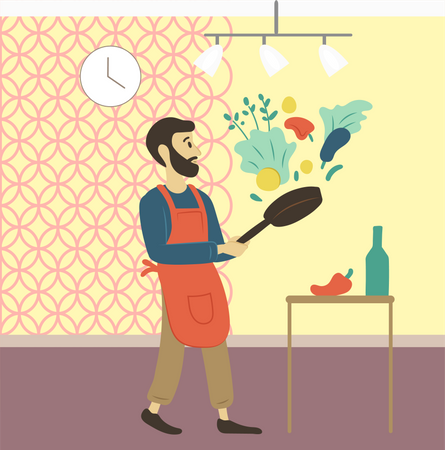 Man cooking food Illustration