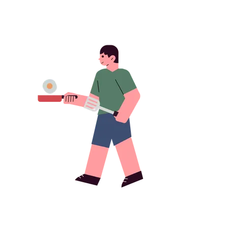 Man Cooking Food  Illustration