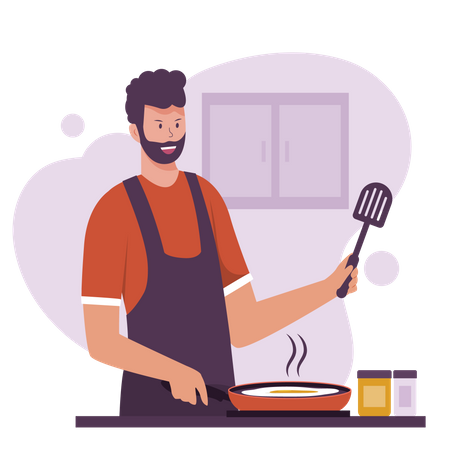 Man cooking food in kitchen  Illustration