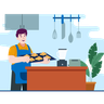 man cooking in kitchen illustration free download