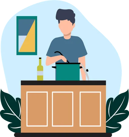 Man cooking in kitchen  Illustration