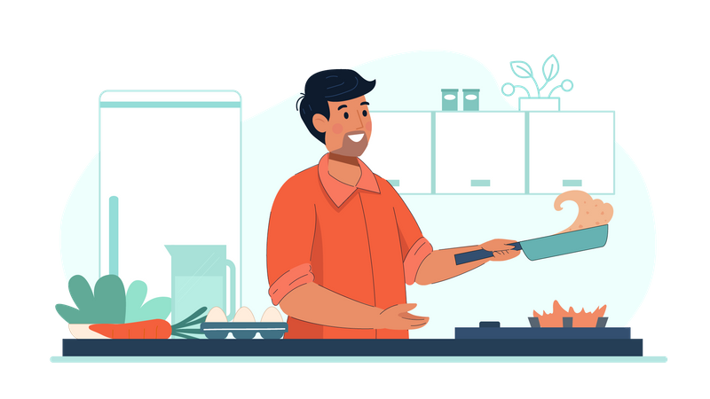 Man cooking in kitchen  Illustration