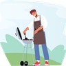 illustrations of barbeque stand
