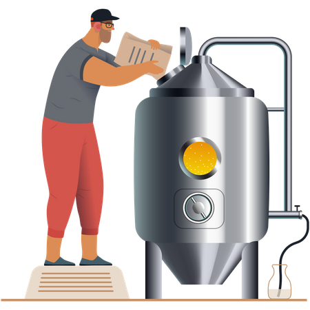 Man cooking using cooking machine Illustration