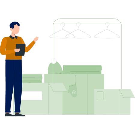 Man counted arrival boxes  Illustration