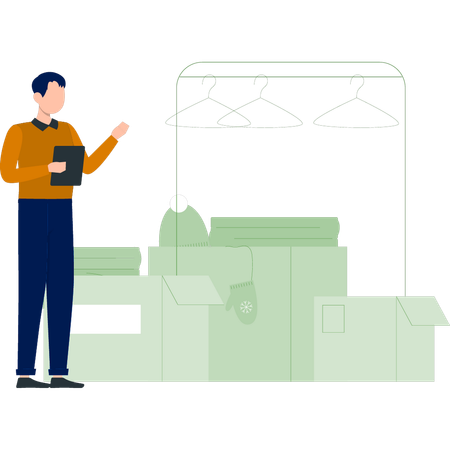 Man counted arrival boxes  Illustration